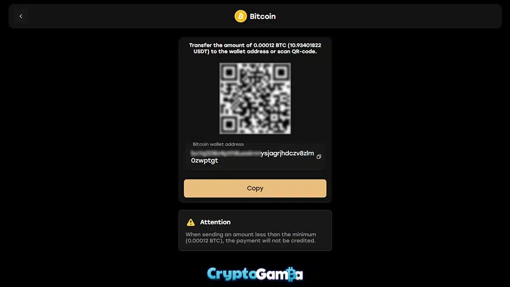 Bitcoin transaction at crypto casino
