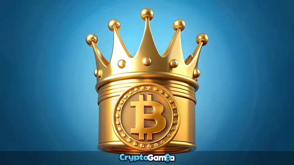 Golden crown with bitcoin on it