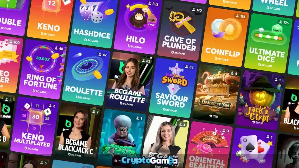 Selection of crypto original games at BC.Game casino