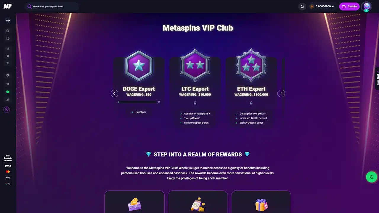 Metaspins casino loyalty program