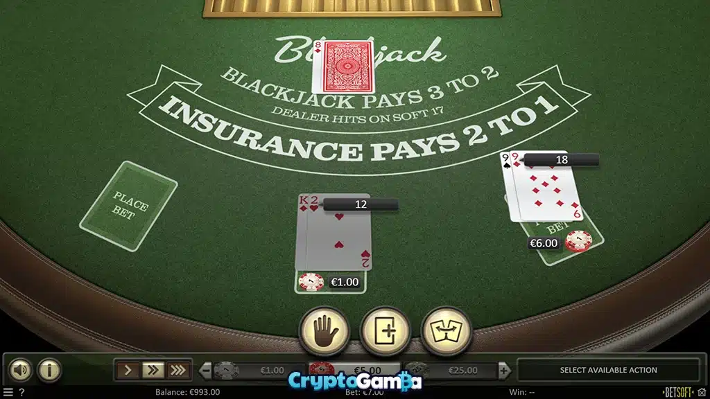 Betsoft Single deck blackjack gameplay
