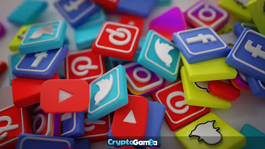 Pile of social media logos