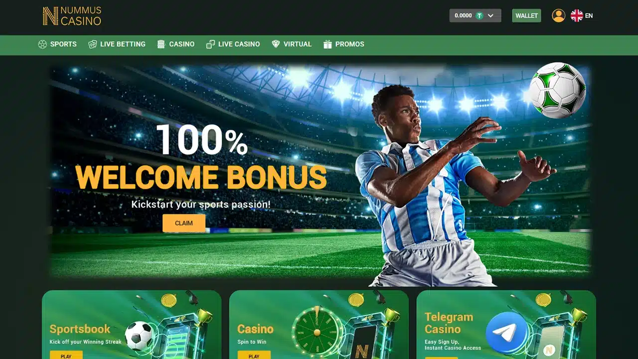 Nummus crypto casino landing page