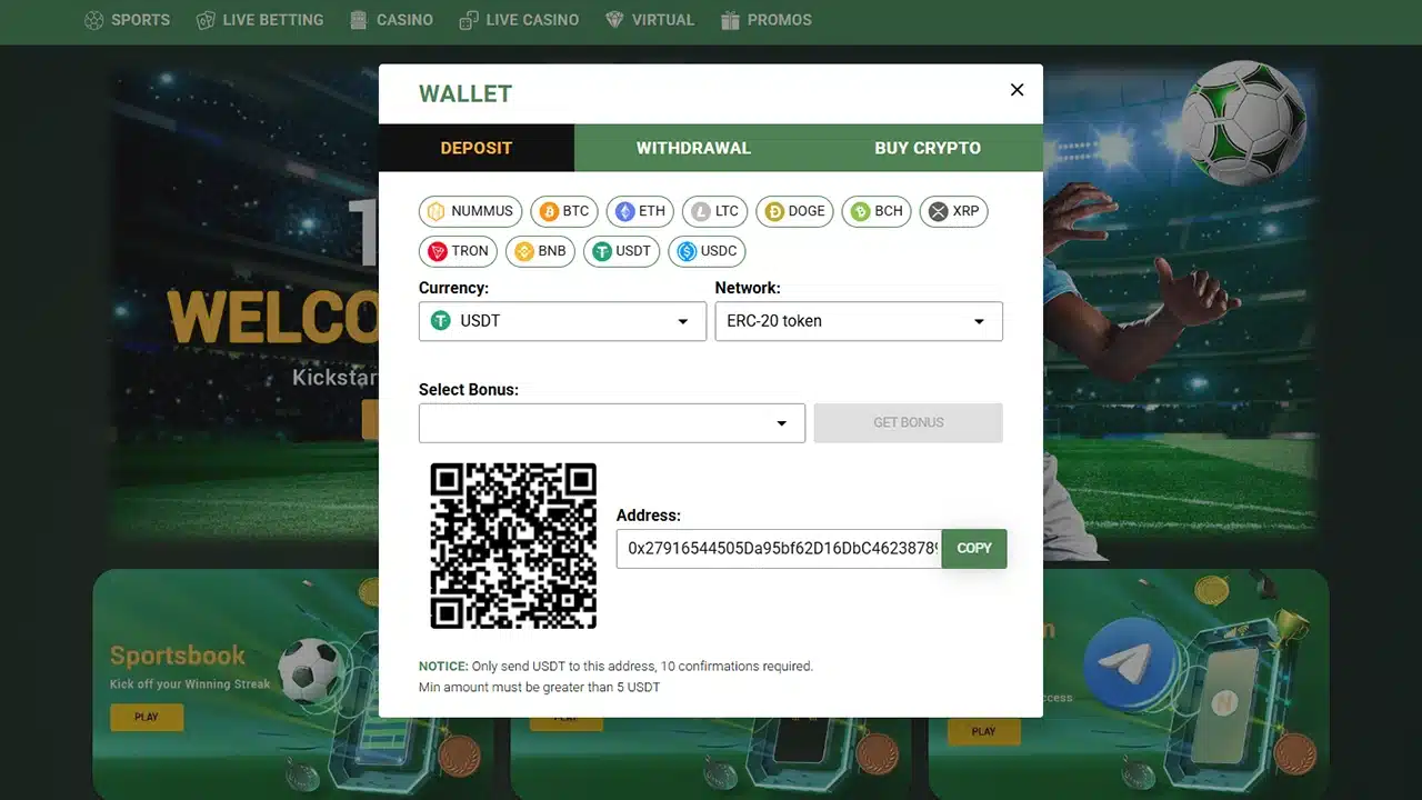 Nummus crypto casino deposit