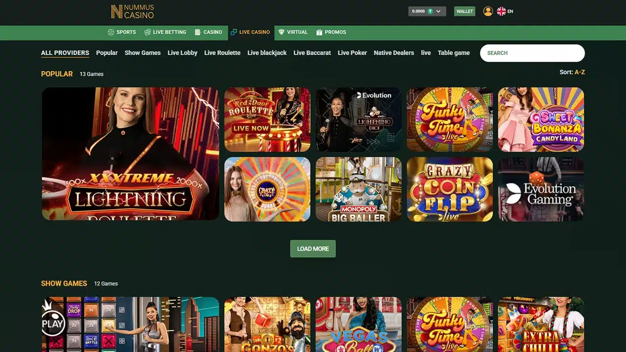 Nummus crypto casino live dealer games