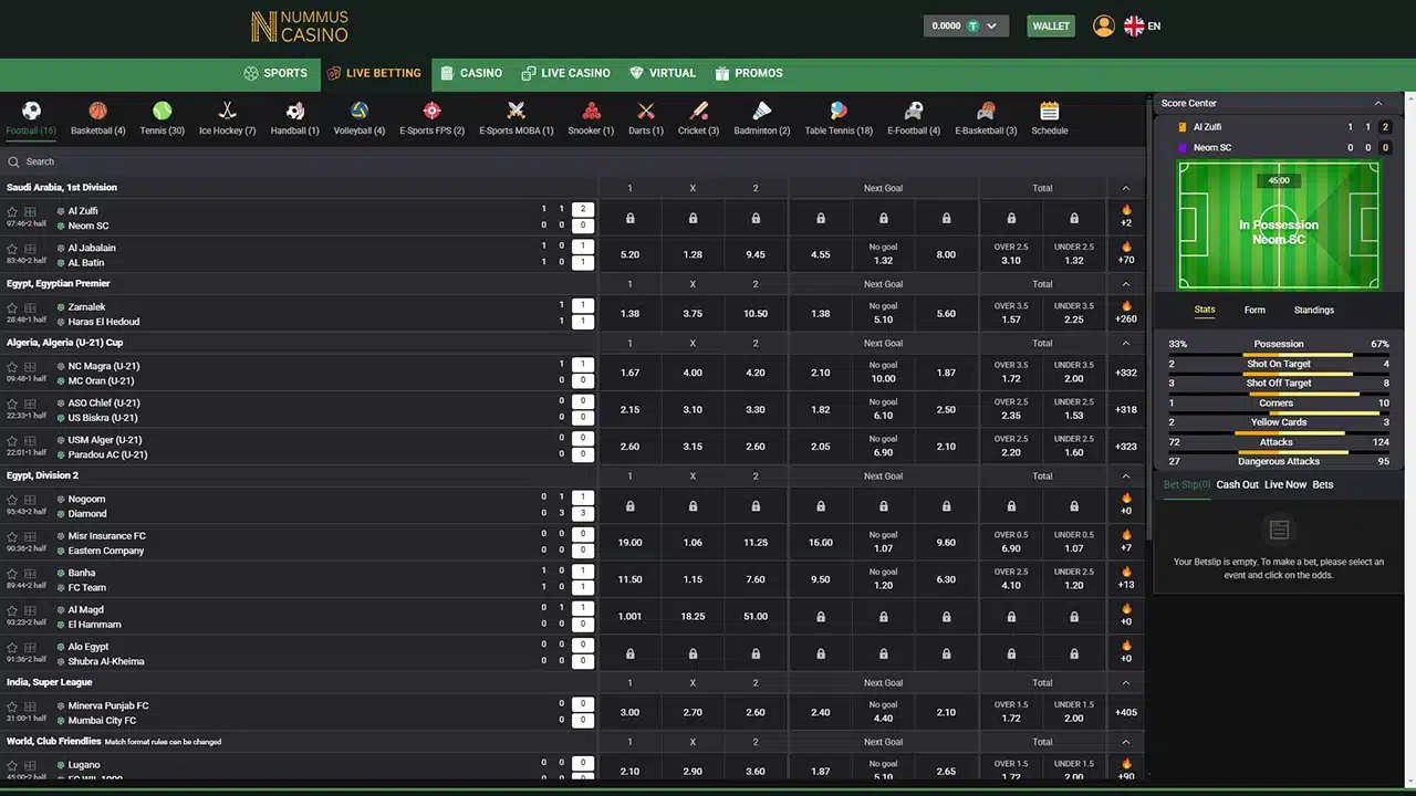 Nummus crypto casino sports betting offer