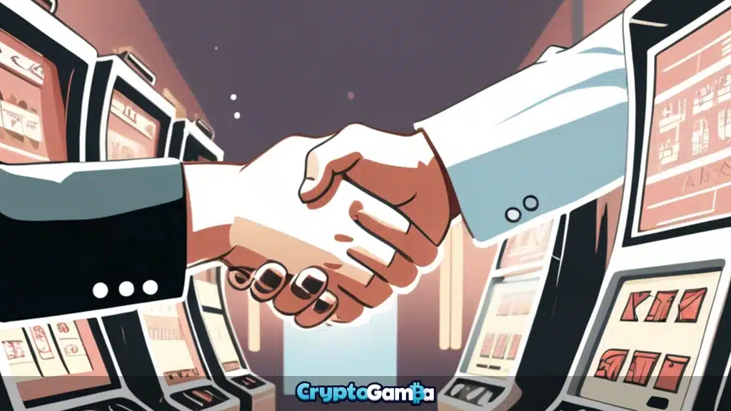 Smart contracts hands shaking big