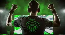 eSports gamer back side view