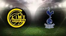 Bodo/Glimt and Tottenham club crests