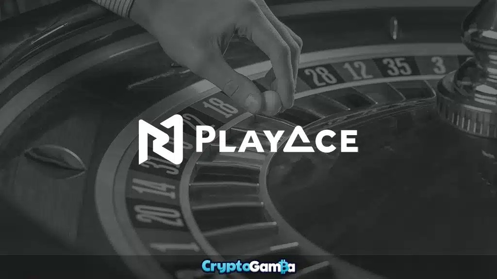 PlayAce white logo on roulette wheel background
