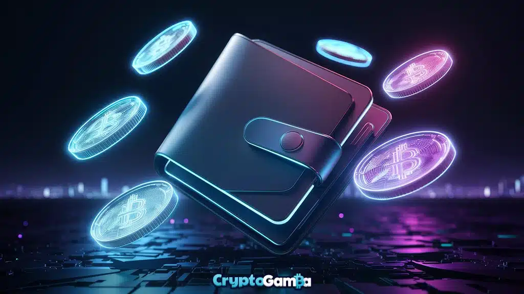 Digital wallet with holographic cryptocurrency coins