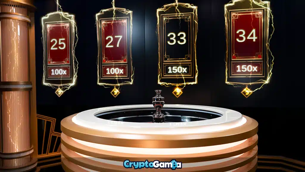Lightning Roulette wheel and multipliers